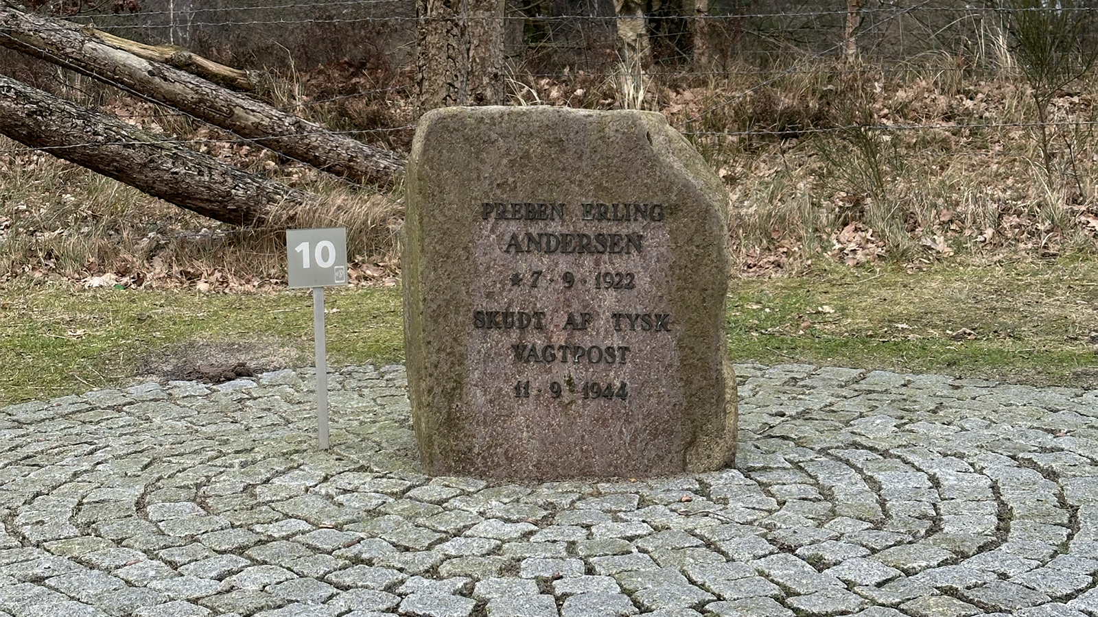 Billede af mindestenen ved Frøslevlejren.